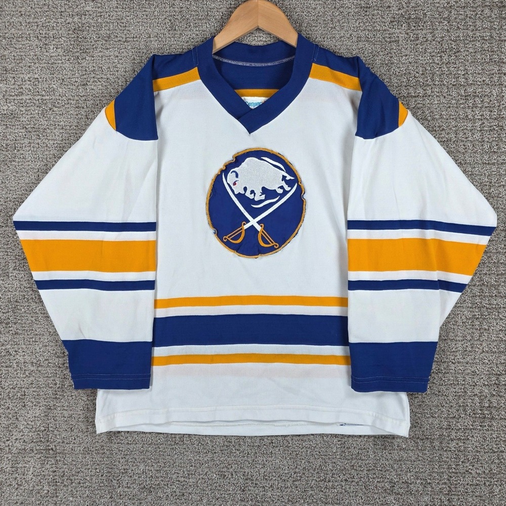 Vintage 80s Buffalo Sabres Cooper Polyzorb Hockey Jersey Men Medium White Canada